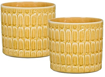 scheurich 2er Set Lagom Elna Keramik Pflanzkübel - 18,5 cm Moderne Übertöpfe für Zimmerpflanzen - Elegante Reliefstruktur UV-beständig & wasserdicht - Dekoratives skandinavisches Design - Made in
