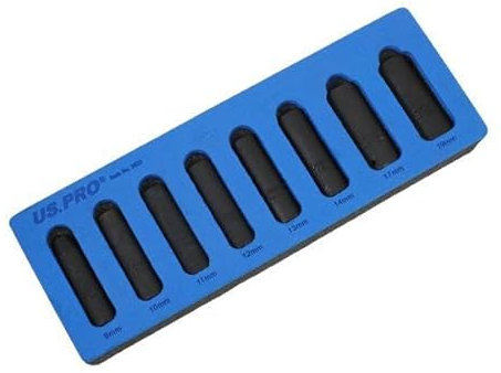 US PRO Tools 8PC 3/8 DR Deep Impact 6PT Socket Set Metric 8-19MM 3832