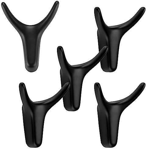 SOTECH 5 Stück Doppelhaken TORA schwarz matt 66 x 60 x 36 mm mit verdeckter Montage Garderobenhaken aus der BlackLine Kollektion