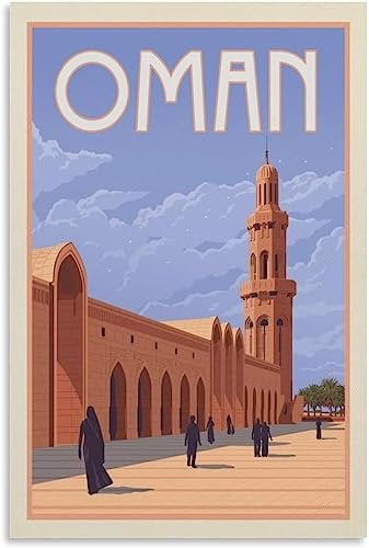 WEYUE Leinwand-Poster Oman Vintage Reiseposter Heimdekoration Wandposter Kunstwandbild Leinwand Dekor Ungerahmt 40x60cm