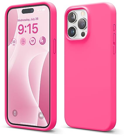 elago Cover Silicone Liquido Compatibile con iPhone 15 Pro Max Case, Custodia Silicone Premium, Protezione Completa [Struttura Antiurto a 4 Strati], Fodera Morbida Microfibra Antigraffio (Rosa Vivo)