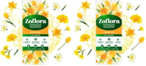 Zoflora Springtime 500ml, Concentrated 3-in-1 Multipurpose Disinfectant Kills 99.9% of Bacteria & Viruses (Pack of 2)