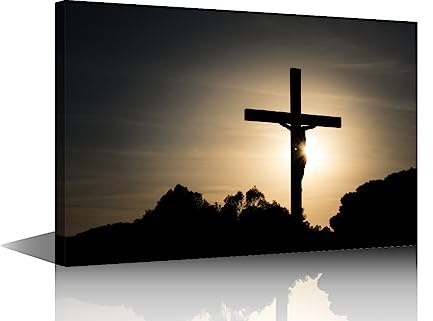 TISHIRON Jesus Christus am Kreuz, Wandkunst für Wohnzimmer, christliche Leinwand, Wandkunst, Sonnenuntergang, Bilder, Poster, moderne Wanddekoration, Kunst für Schlafzimmer, Büro, Gemälde, Giclée,