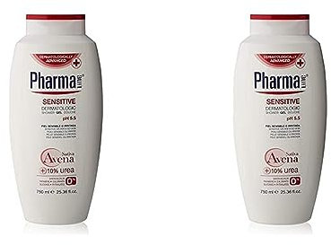 PHARMALINE Gel de baño piel sensible o irritada Sensitive 750ml con avena sativa y urea - Sin siliconas, parabenos ni sulfatos. (Paquete de 2)