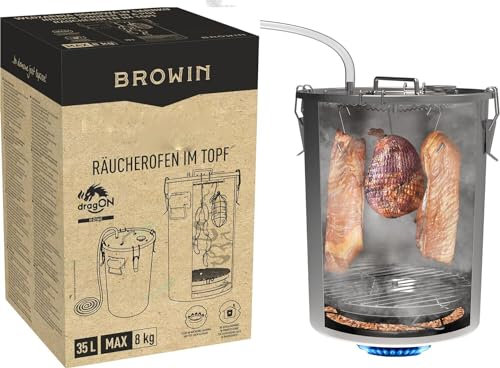 Räucherofen im Topf 35 Liter | Räucherkammer für Gasherde | Heimräucherofen| Räuchern Haus Räuchertonne Räucherkammer| 8kg Heimräucherofen Set