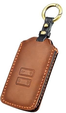OFF WE GO Schlüsselhülle Cover Leder Autoschlüssel Hülle für Renault Clio Dacia Duster Espace 5 Talisman Megane Grand Scenic Kadjar Damen Männer Schlüssel Cover mit Schlüsselanhänger, Braun