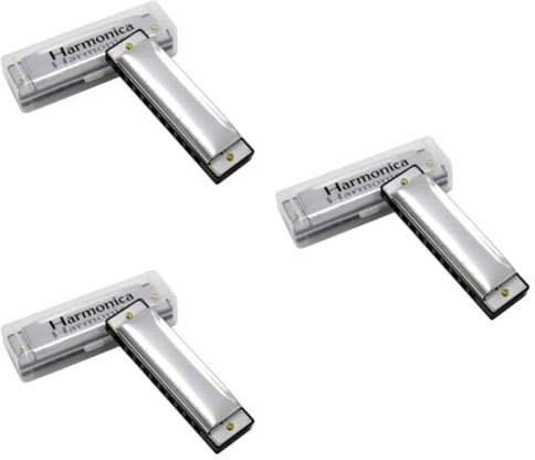 ifundom 3 Stücke 10 C Mundharmonika Set 10 Loch Harfe Phosphor Grade Spiegel Edelstahl Für Jazz Folk Klassik