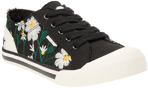 ROCKET DOG Womens Jazzin Sneaker, Black White, 6 UK