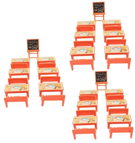 DIYEAH 39 STK Gelber Tisch und Stühle Schulmöbel, Spielzeug Puppenhauszubehör Modelle schreibtischstuhl Kinder Klassenzimmermodell aus Holz Klassenzimmertafel aus Holz Miniatur