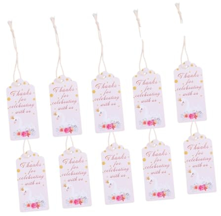 STOBOK 50stücke Hangtags Mit Schwan-druck Für Hochzeitskarten Dekorative Mit Cremefarbener Baumwollschnur Für Feiern Und Einladungen