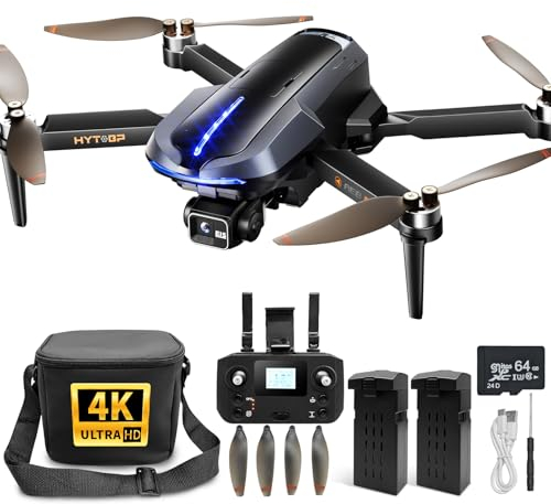 HYTOBP AE8 GPS Drohne mit 3-Achsen-Gimbal & 4K UHD 30FPS Kamera EIS, 2 Akkus, Maximaler Flug 56 Mins, QuickShots, Automatische Rückkehr, Windwiderstand der Stufe 7, Tragetasche, Drohne für Erwachsene