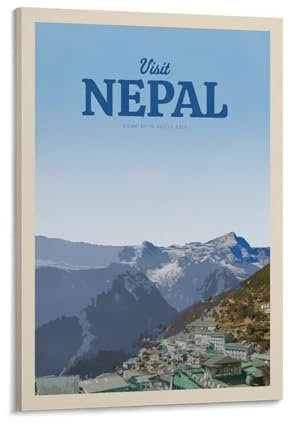 Jdheeh Vintage-Poster aus Nepal, Reiseposter, Leinwand, Kunstposter, Wanddekoration, Poster, 40 x 60 cm