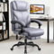 FelixKing Silla de Oficina, Respaldo Alto PU Cuero Silla Ejecutiva, Silla de Ordenador Ergonómica, Cómoda Reclinable Giratoria, Reposapiés Ajustable, Apta para Juegos Familiares(Gris Mate)