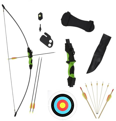 BSW-Flitzebogen Set, Ideal für Junge Bogenschützen | Recurvebogen 18 lbs ab 8J. inkl. Zubehör für spannende Bogenschießabenteuer, beidhändig