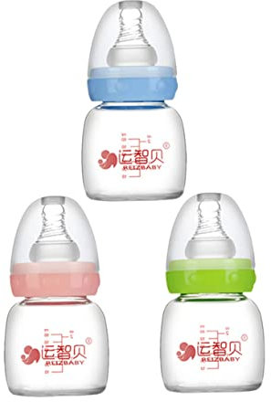 VICASKY 3 Pièces Biberon En Verre Biberons Petits Biberons Bouteille De Lait Pour Enfant En Bas Âge Biberons Pour Nouveau-Nés Bouteille Pour Allaité Biberon Pour