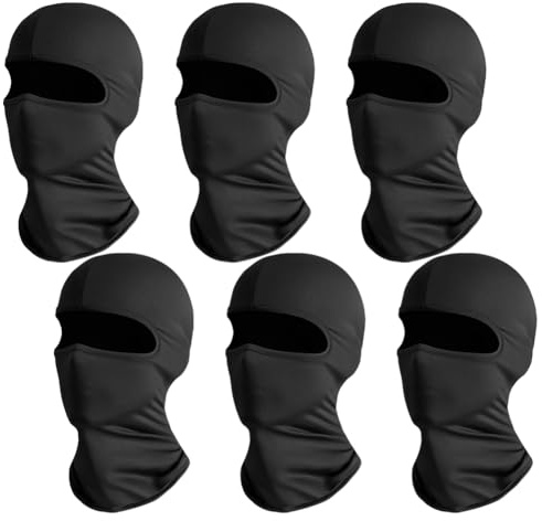 FSSTUD 6 Stück Vollgesichtsmasken für Motorrad, Radfahren, Sturmhaube, UV-Gesichtsschutz, Masken, leicht, atmungsaktiv, Gesichtsabdeckung für Helm, Schwarz, Schwarz , average size