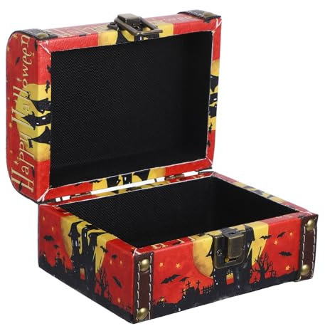 Anneome Halloween Vintage Holz-aufbewahrungsbox Mehrzweck-kiste Für Süßigkeiten Und Schmuck Dekorative Box Für Halloween-dekorationen Piraten-themen Und Kleine Klappbare Kiste Mit