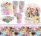 51 Stück Prinzessin Partygeschirr Set, Prinzessin Geburtstagsdeko Kindergeburtstag Deko Party Supplies mit Pappteller, Tasse, Tischdecke, Servietten, Prinzessin Party Dekoration für 10 Gäste