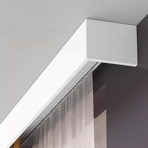 Vorhangschienensystem aus Aluminium, 3-in-1-Vorhangschienen für Querbehang und Paneel für Küche und Schlafzimmer, Metallvolantbox, dekorative Decke.
