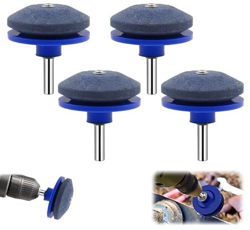 SIGANDG Affilacoltelli per Tosaerba Affilatore Lama universale per lame di tosaerba per qualsiasi trapano elettrico manuale e attrezzi da giardino (blu, 4 pezzi)