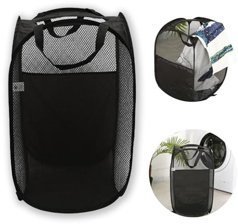 1 Pcs Pop Up Mesh Washing Baskets, Foldable Laundry Basket, Camping Bin Collapsible, Folding Mesh Washing Laundry Bag With Handles, Hamper For Home Kids Room College Dorm