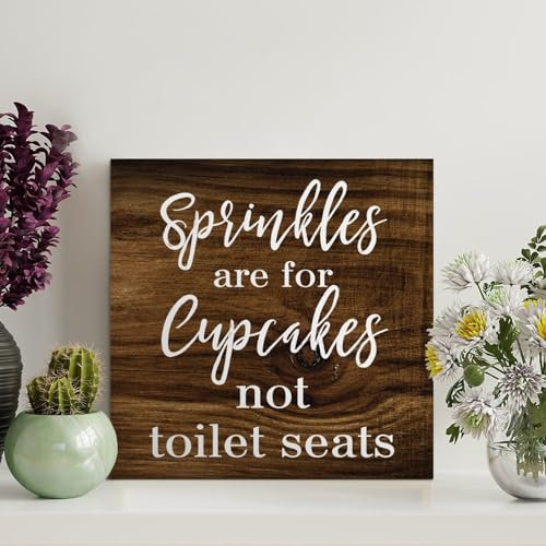 Guangpat Bohemia Wooden Pallet Sign with Quote Sprinkles Are for Cupcakes Not Toilet Seats Wood Signs 8x8in Family Wall Decor Decor Wall Art Sign for Living Room Living Room Bedroom Office