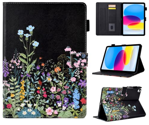 BYCeKe A16 Case for iPad 11th Generation 11 2025/iPad 10th Gen 10.9 2022 | Flowers PU Leather iPad 10th Generation Case 10.9-inch Multi-Angle Stand Cover for 11-inch iPad A16 Case 2025,Auto Wake/Sleep