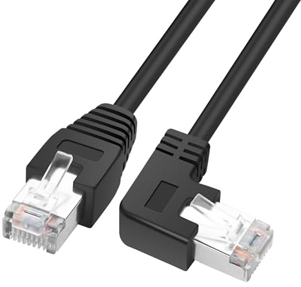 YACSEJAO RJ45 90 Degree Ethernet Cable Cat6 RJ45 Male to Right Angle Network Patch ​Cords Choose from Multiple Angle Lengths (Left Angle, 0.5M/1.6FT)