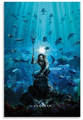 IKJIkkncf Aquaman Movie Poster Dekorative Malerei Leinwand Wandkunst Wohnzimmer Poster Schlafzimmer Malerei,Wandkunst Bilddruck Moderne Familienzimmer Dekor 12x18inch(30x45cm)