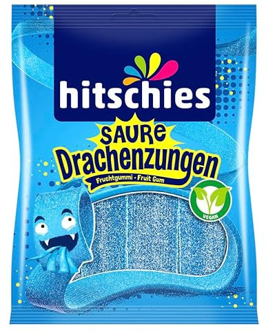Saure Bleu Drachenzungen - Bonbons Hitschies - Délicieuses Friandises Surprises, Idéales pour les Amateurs de Gourmandises, Parfaites pour les Fêtes - 125g