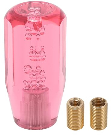 TUCKBOLD Auto Schaltknauf 10cm oktagonaler Kristall | Vorne Universal für Automatik- und Schaltfahrzeuge Acryl Pink mit 2 Adaptern 1 Set