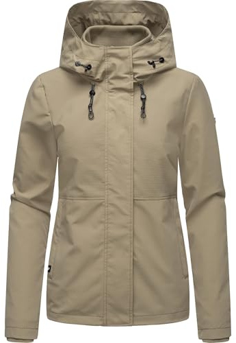 Ragwear Damen leichte wasserdichte und atmungsaktive Übergangsjacke Sommerjacke kurz mit Verstellbarer Kapuze mit feiner Rillenstruktur Sunniva B YOUMODO XS-3XL