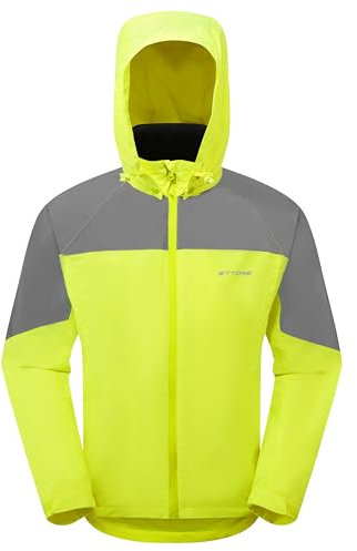 Ettore Wasserdichte Herren-Fahrradjacke Mit Abnehmbarer Kapuze Atmungsaktiv Mit Hoher Sichtbarkeit – Hybrid Glow - Gelb - L