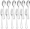 Stainless Steel Fork and Spoon Set of 12 Mirror Polishing Cutlery Set Silverware Forks & Spoons Dishwasher Safe Dining Table Accessories for Home Kitchen & Restaurant (Spoons & Forks Set of 12)