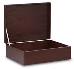 Pinus - Holzkiste mit Deckel 40x30x13,5 cm, Box ohne Griffe, Stabiles Holzbox mit Deckel, Schatztruhe aus Holz mit Klappverschluss, Holzschachtel mit Deckel, Aufbewahrungsbox - Braun