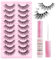 GEMERRY 10 Paires Cils Naturels & Colle Faux Cils, Vaporeux Aspect Naturel Faux Cils Cils Naturels Faux Cils Cils Doux et Moelleux(Kit-LZ-209)