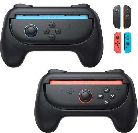 FASTSNAIL Impugnature per Switch 2/Switch 1, Adattatore compatibile con Nintendo Switch 2 per Joycon 2, Controller accessorio per Switch 2/Switch 1(Nero+Nero)