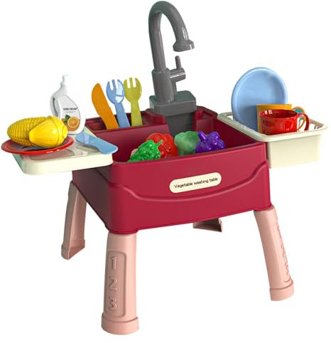 Gioca al lavandino con acqua corrente 1 set il lavandino del bambino rotabile elettrico rotabile con cesto di scarico e tavolo educativo interattivo educativo i bambini spaziosi giocano per il ruolo