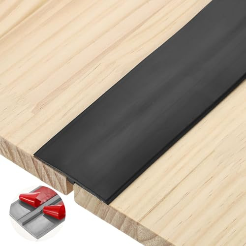 BOYIFEIJIE Transition Profile Self-Adhesive PVC T-Shape Strips | Transition Strip Floor | Length 1 m, Width 5 cm Easy to Cut | Transition Rail Cover Strip (Black)