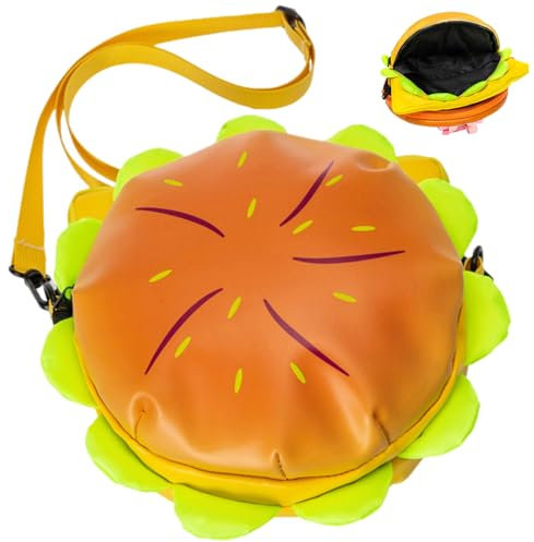 Licsaliwe Cheeseburger-Rucksack zweilagiger Burger-Rucksack mit verstellbarem Riemen und Burger-Anhänger lustige gelbe Cartoon-Rucksäcke für den täglichen Gebrauch Reisen und Outdoor