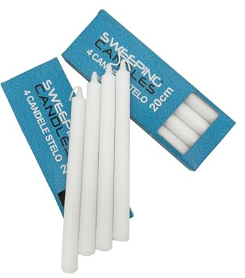 SWEEPING Candele bianche Votiva,Candele lunghe per candelabro,Cera,Paraffina, Bianco Ø 1.8 x 20 cm- Set di 48 pezzi - Lumini Bianchi