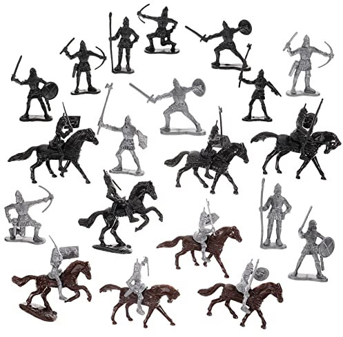 LRXIYODE 1Satz Soldaten und Pferde Teiliges Ritter Figuren für Mittelalterliche Szenen Tischdekoration und Geschichtenerzählen Realistische Details