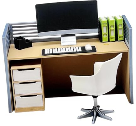 Sharplace Puppenhaus Dekoration Büromöbel Mini Computer Schreibtisch Modell 1/12 Miniatur Winziges Computer Modell Ornamente Rollenspiel Spielzeug, Set B