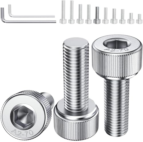 YOOPIN 30 Stück DIN912 M6x20mm Innensechskant A2 Edelstahl | Zylinderschrauben mit Sechskantschlüsseln. Für Möbel und Heimwerkerarbeiten