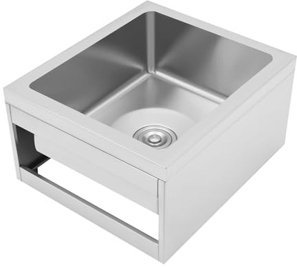 SODONAD 304 Stainless Steel Wash Basin, Single Basin Bar Sink - Large Tub for Dog Washing, Filling Water Bucket, Pedestal Sink (19x16 Inch with Bottom Grid & Strainer)