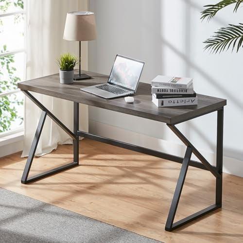 HSH Schreibtisch Computertisch PC Tisch Bürotisch Dunkelgraue 152 cm | Büromöbel Homeoffice Schreibtisch 152x60 Holz Möbel für Arbeitszimmer PC Tisch