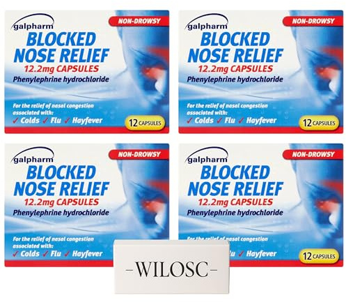 Blocked Nose Relief Capsules – 4 x 12 Pack (48 Capsules) Eases Nasal Congestion | Cold & Flu Symptom Relief | Sinus Relief |