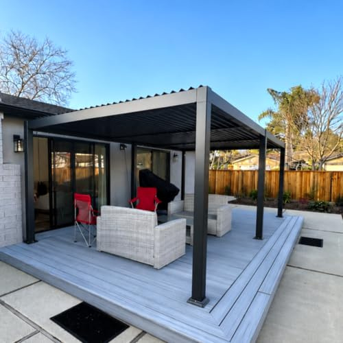 PURPLE LEAF Pergola Bioclimatica 3,5 x 6,35 m in alluminio, gazebo da giardino esterno con lame orientabili, resistente alle intemperie, pergola giardino esterno per terrazza e carrello, grigio