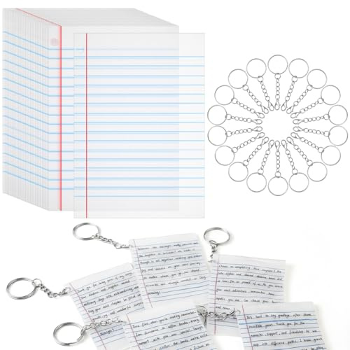Teyva Daily 60 Pcs Graduation Shrink Sheets Keychains Kit Graduation Gifts 30 Notebook Shrink Plastic Papers with 30 Keychain Hooks for Encouragement Gift Keychain Bracelet Jewelry DIY Making Supplies