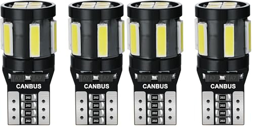 AGLINT 194 LED Bulbs CANBUS Error Free T10 W5W 501 168 2825 10SMD Super Bright 12V Replacement Bulb for Car Interior Dome Map Trunk Courtesy Door Number Plate Lights 6500K White 2Pcs (Pack of 2)